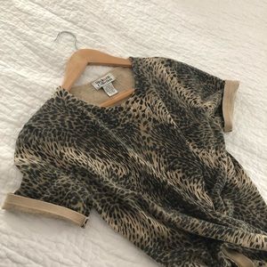 Vintage Pale Faded Leopard Blouse - T-Shirt Medium